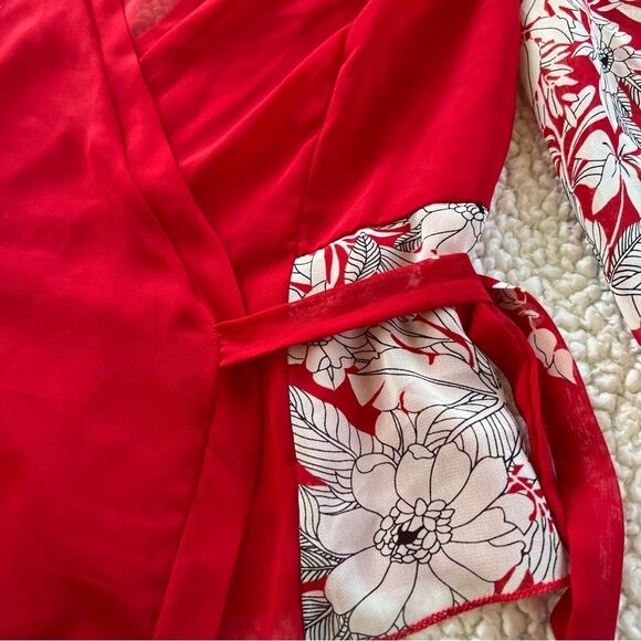 Rampage Y2K Sheer Bell Long Sleeve Floral Wrap Fairycore Coquette Blouse Size M - Picture 11 of 12